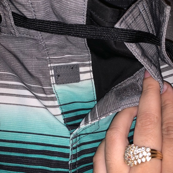 Mens Size 32 Grey and Blue Swim Trunks - Picture 13 of 15